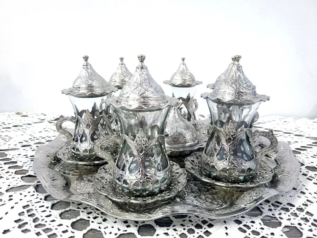 Серебряные армуды для чая